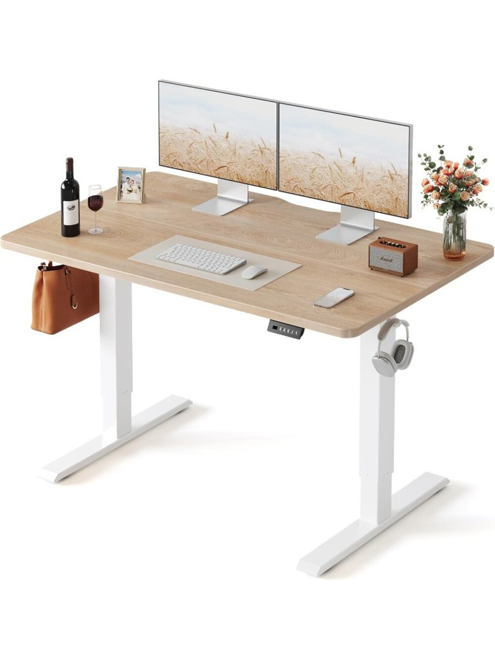 New Standing Desk 48 × 24 Inch Electric Height Adjustable, Maple